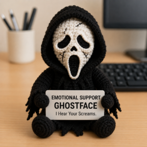Emotional Support Ghostface - Handcrafted Crochet Horror Collector Doll(12 cm| 15 cm| 20 cm| 30 cm)