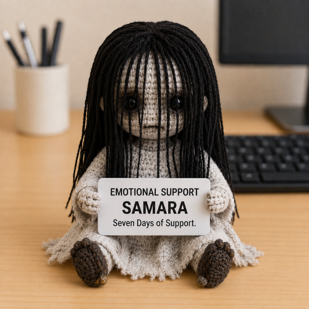 Emotional Support Samara (Seven Days of Support Edition) - Handcrafted Crochet Horror Collector Doll(12 cm| 15 cm| 20 cm| 30 cm)