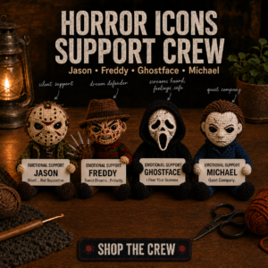 Horror Icons Support Crew – Emotional Support Crochet Bundle | Jason, Freddy, Ghostface & Michael (15cm)