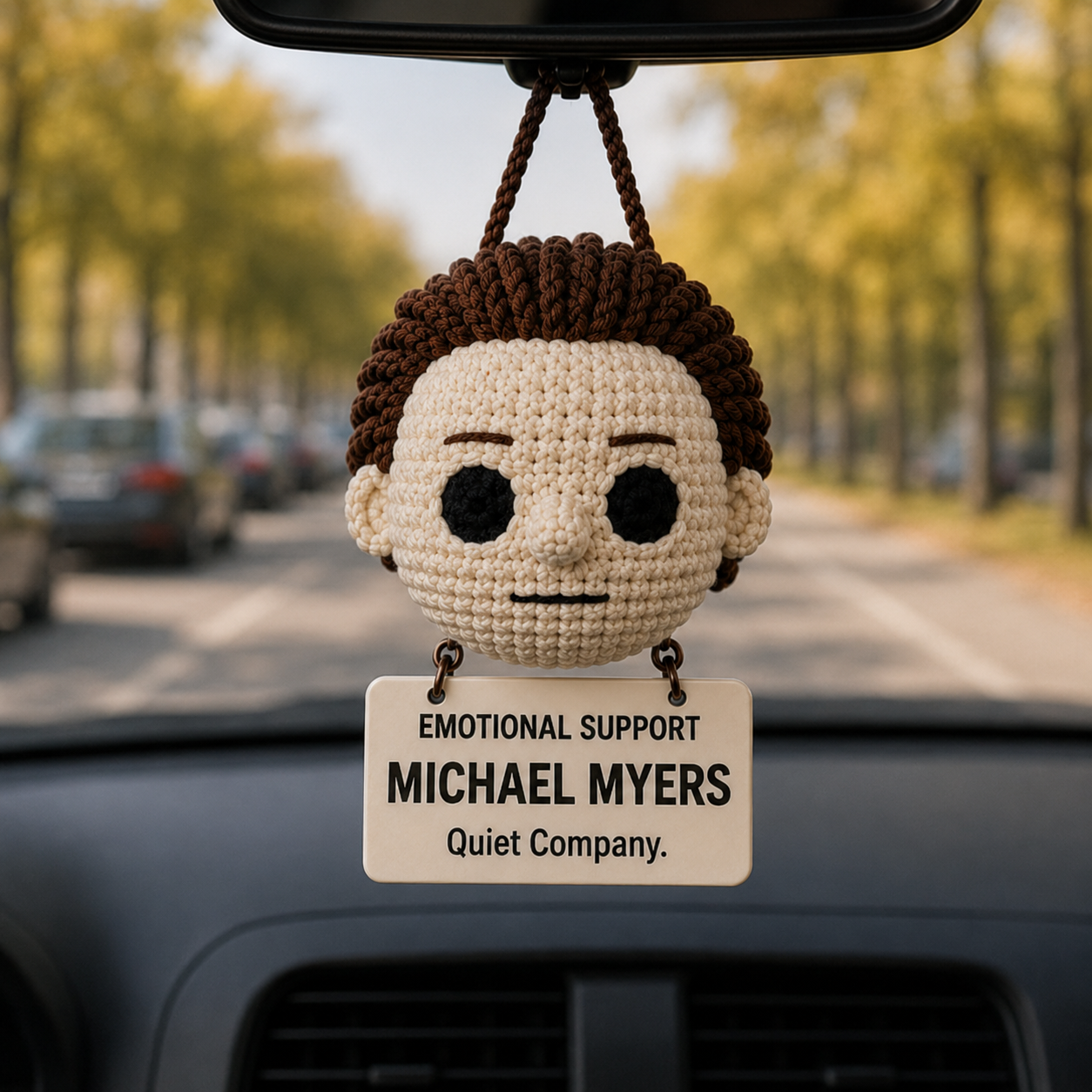 Emotional Support Michael Myers Crochet Car Hanging Ornament – Quiet Company