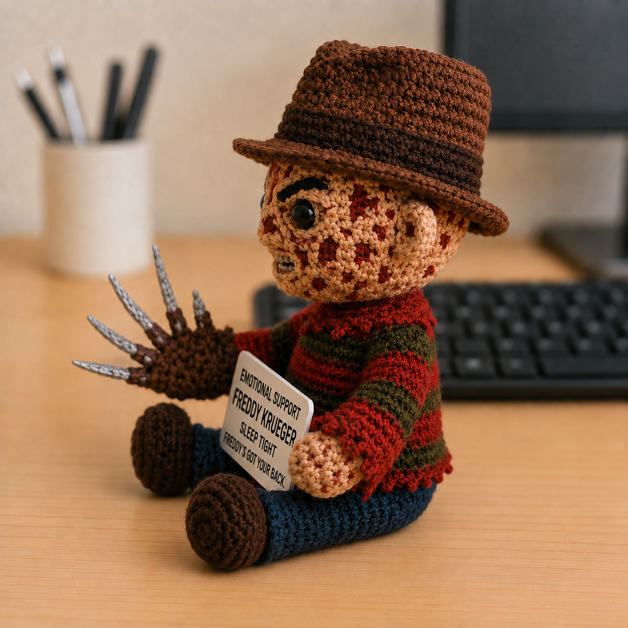Emotional Support Freddy Krueger - Handcrafted Crochet Horror Collector Doll(12 cm| 15 cm| 20 cm| 30 cm) - Image 2