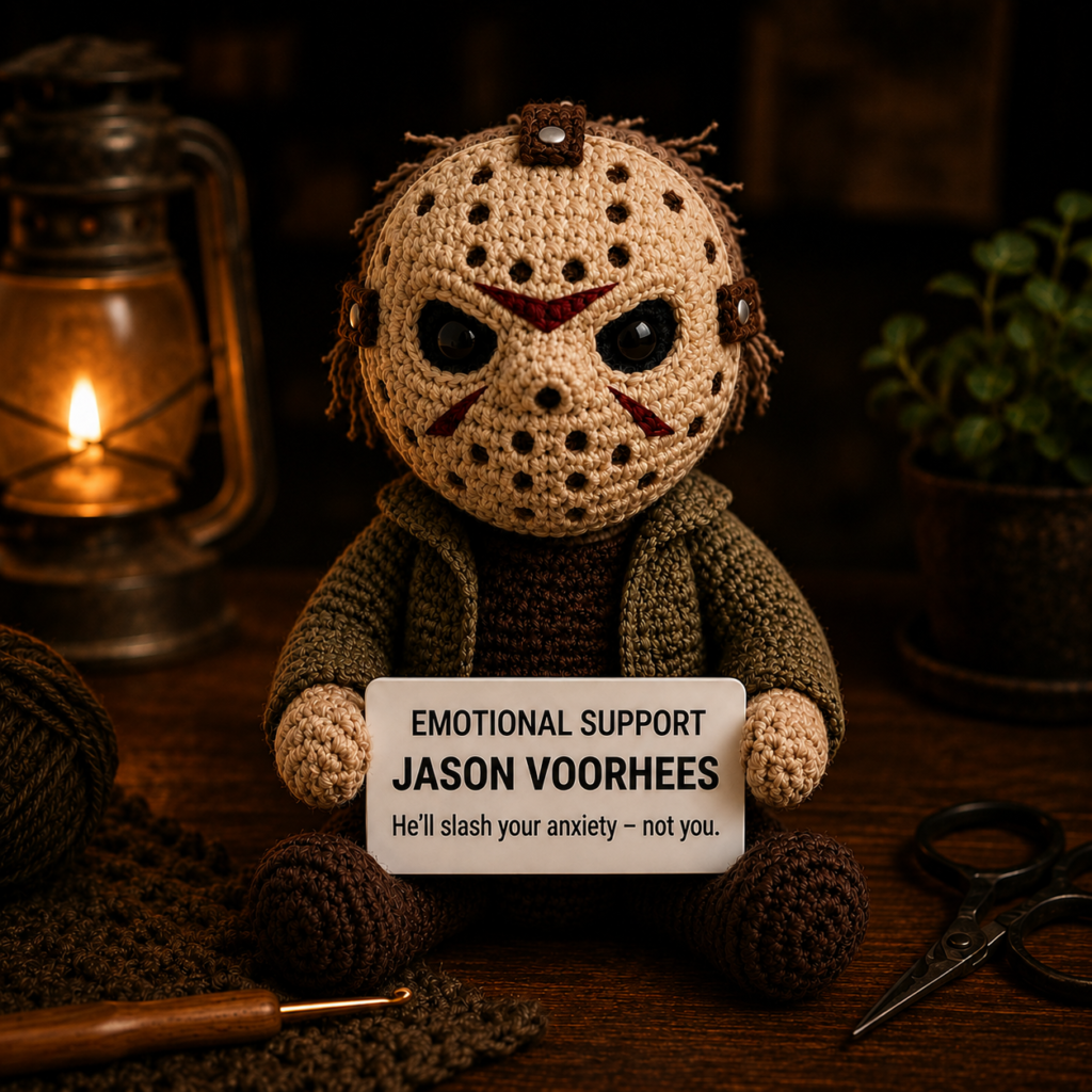 Emotional Support Jason Voorhees – Handcrafted Crochet Horror Collector Doll (12 cm | 15 cm | 20 cm | 30 cm)