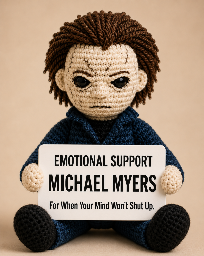 Emotional Support Michael Myers (Overthinking Support) - Handcrafted Crochet Horror Collector Doll(12 cm| 15 cm| 20 cm| 30 cm)