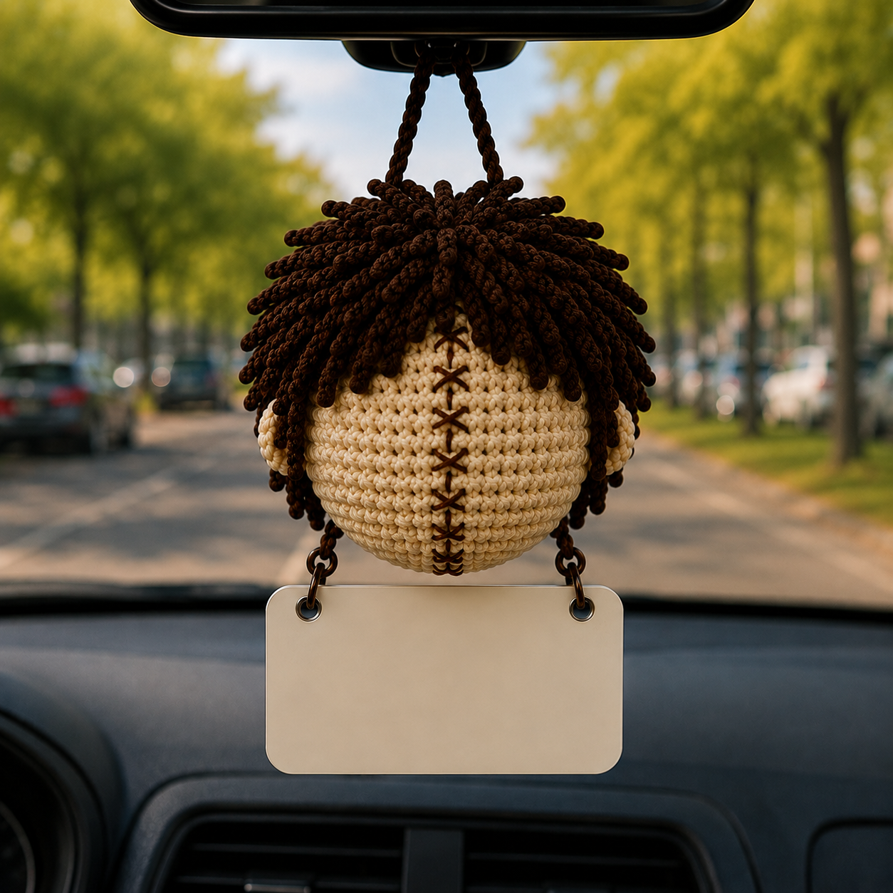 Emotional Support Leatherface Crochet Car Hanging Ornament – Cuts Stress, Not People - Image 4