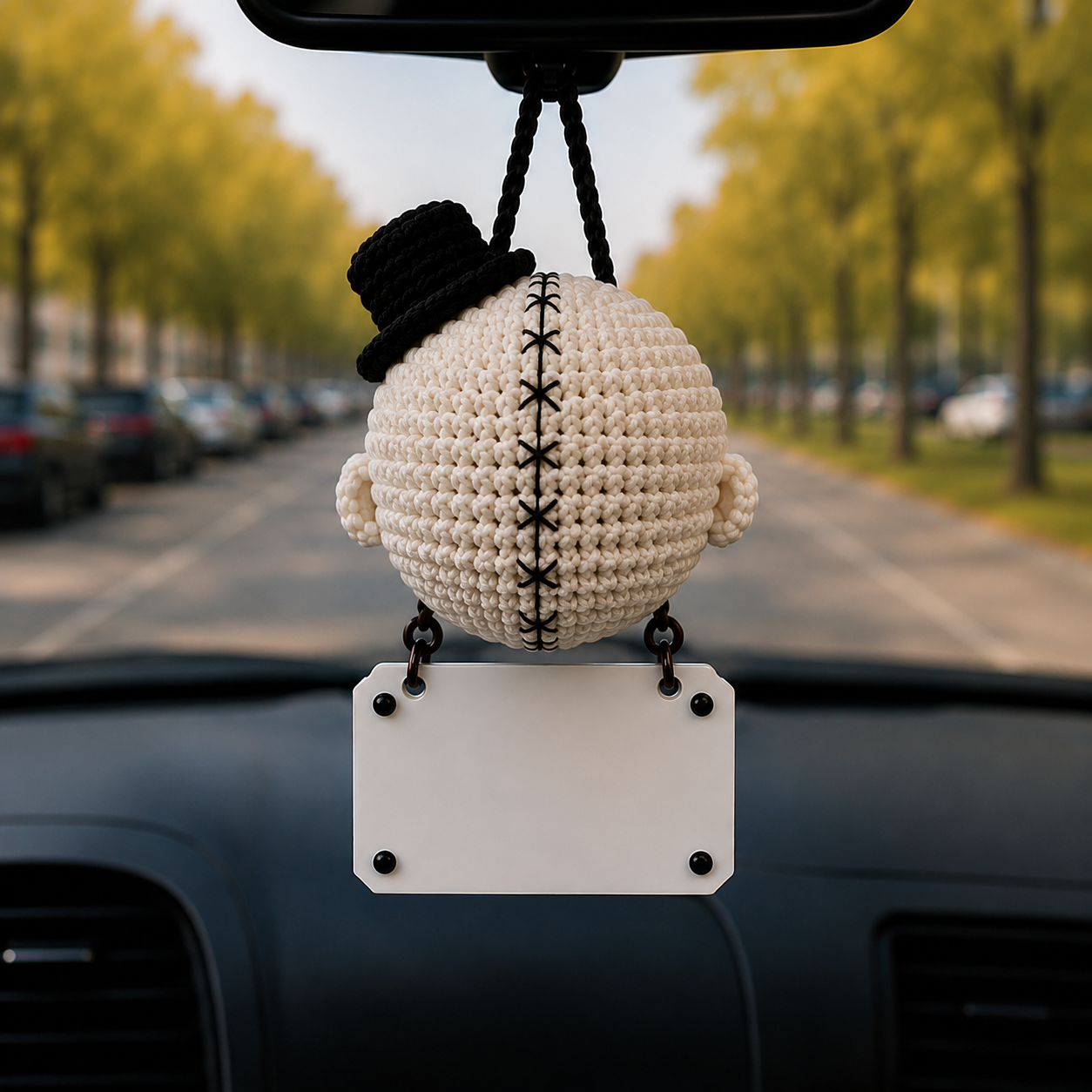 Emotional Support Art the Clown Crochet Car Hanging Ornament – Silent Support, Maximum Chaos - Image 4