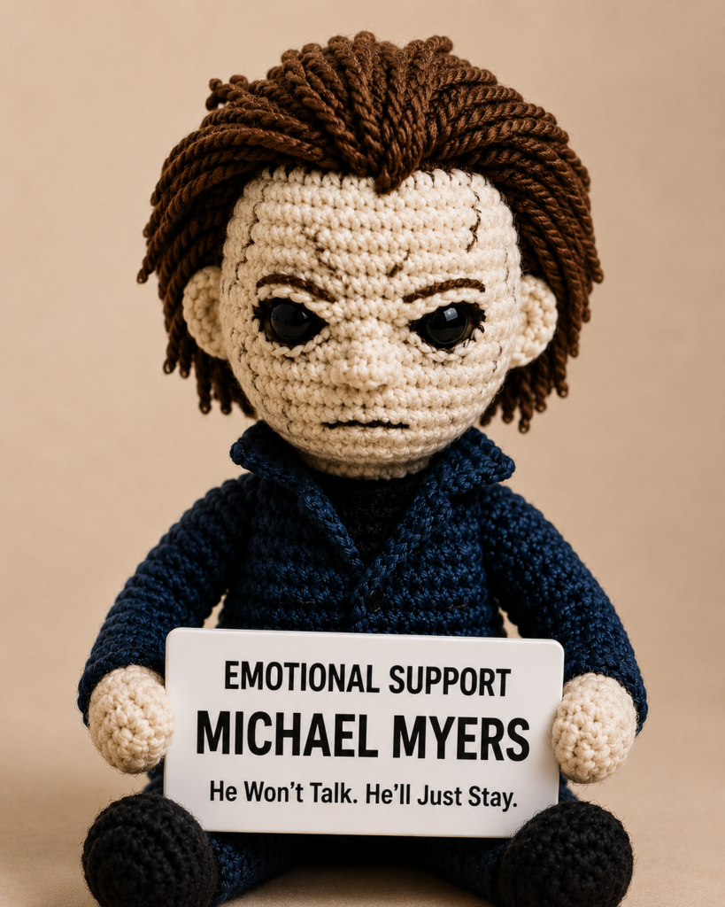 Emotional Support Michael Myers (Silent Comfort Companion) - Handcrafted Crochet Horror Collector Doll(12 cm| 15 cm| 20 cm| 30 cm)