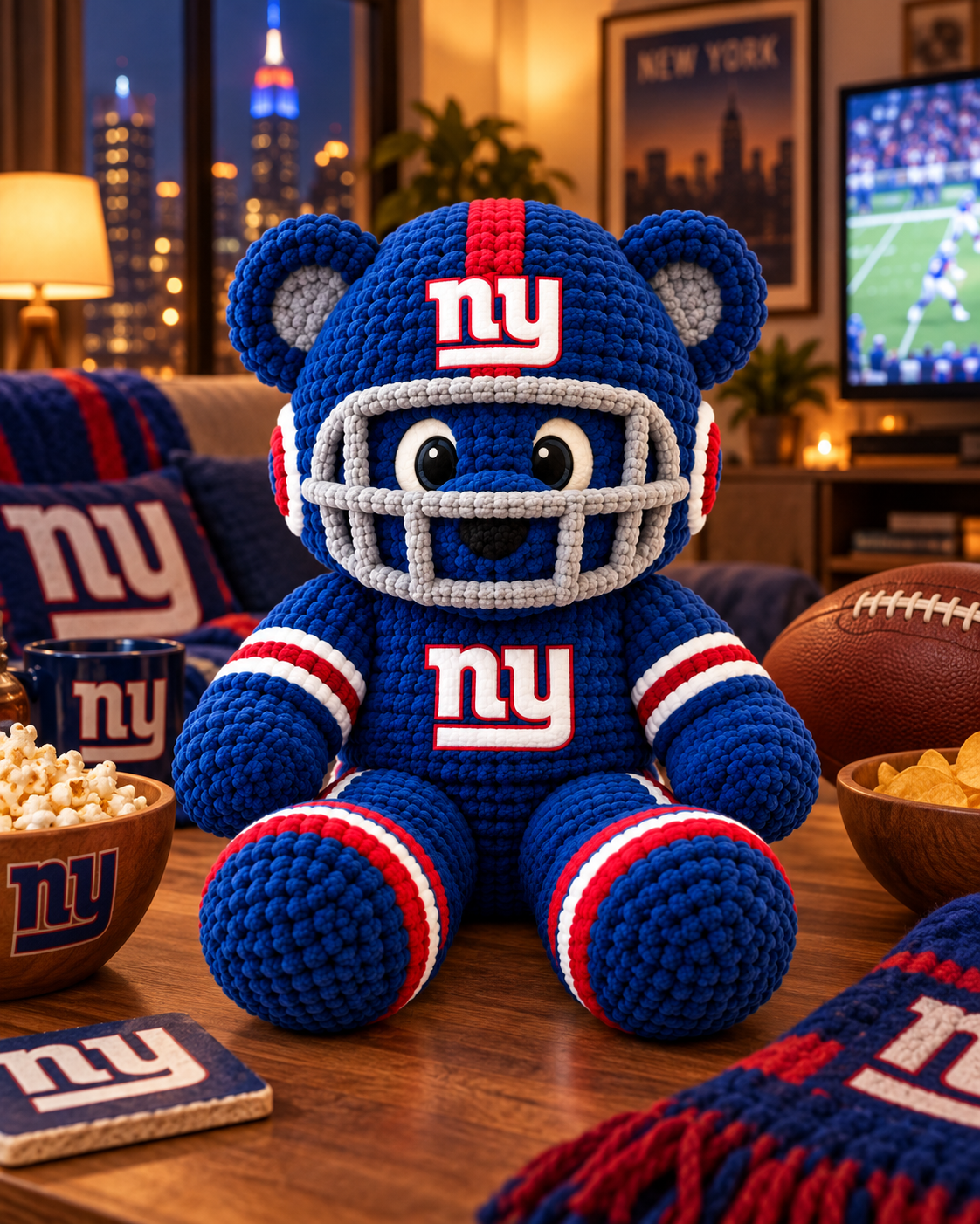 Big Blue Lucky Charm Bear Doll – Gift for Game Day - Image 5
