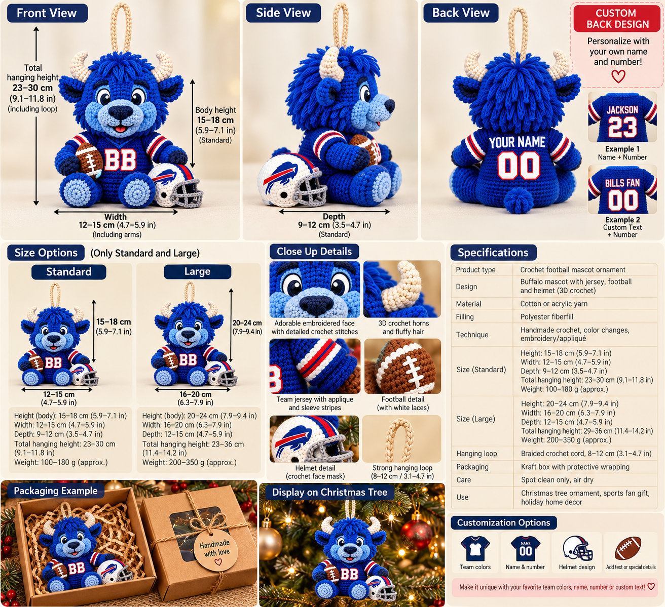 Custom Let's Go Bill Game Day Buddy Ornament Doll – Gift for Diehard Fans - Image 9