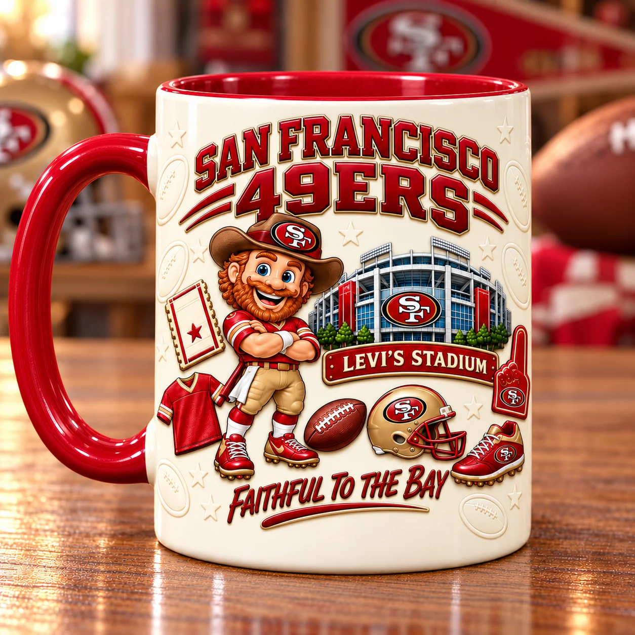 Other side of the Niners game day mug with the same artwork