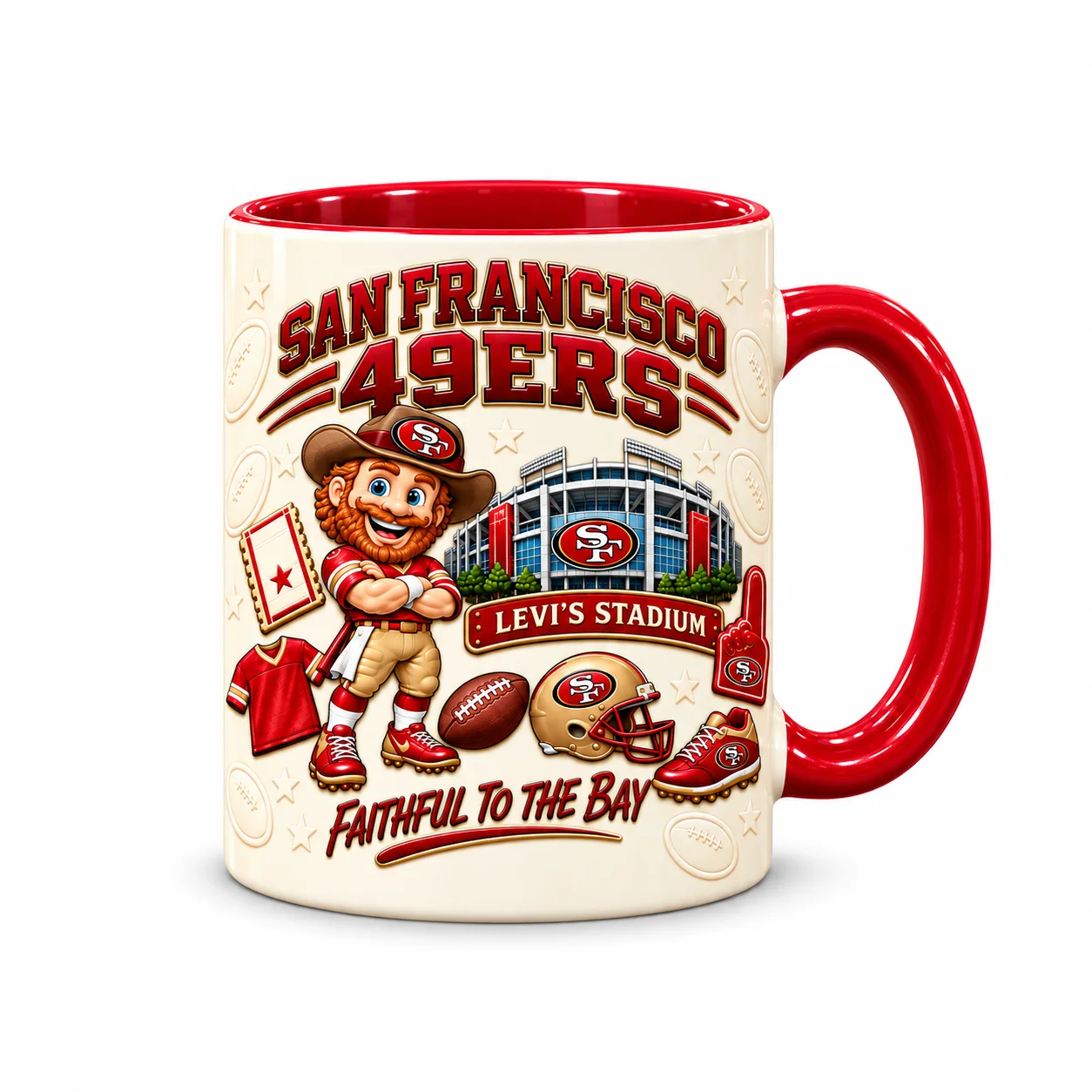 Niners game day mug on a white background